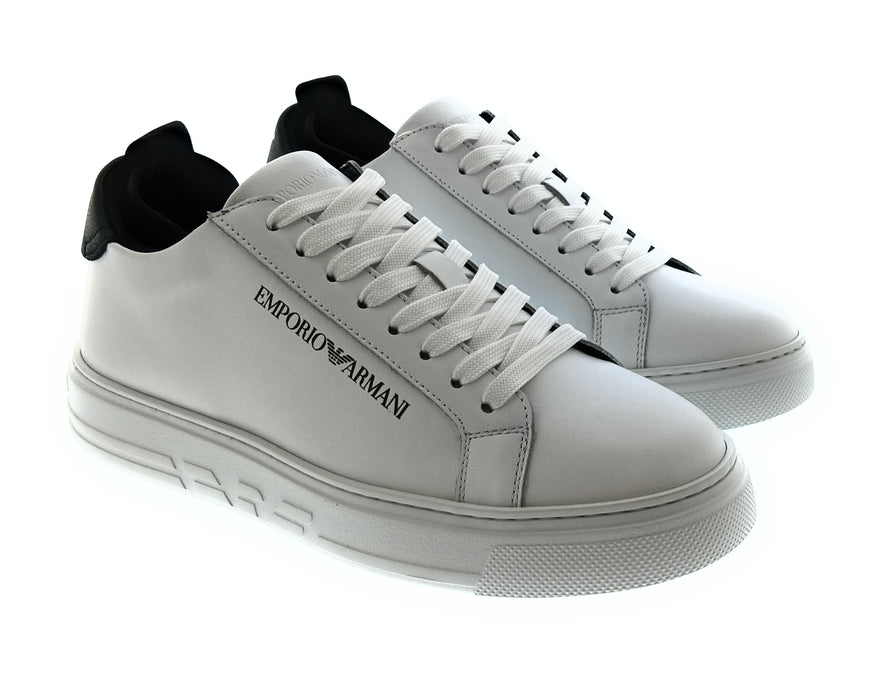 Emporio Armani Men's White Black Logo Low-Top Sneakers-7
