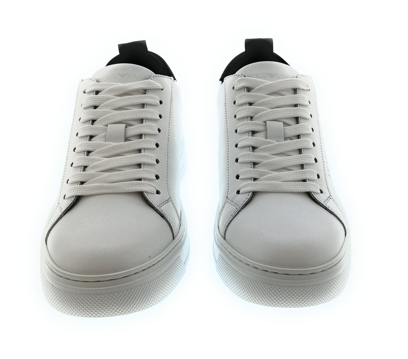 Emporio Armani Men's White Black Logo Low-Top Sneakers-