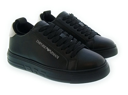 Emporio Armani Men's Black White Logo Low-Top Sneakers-7