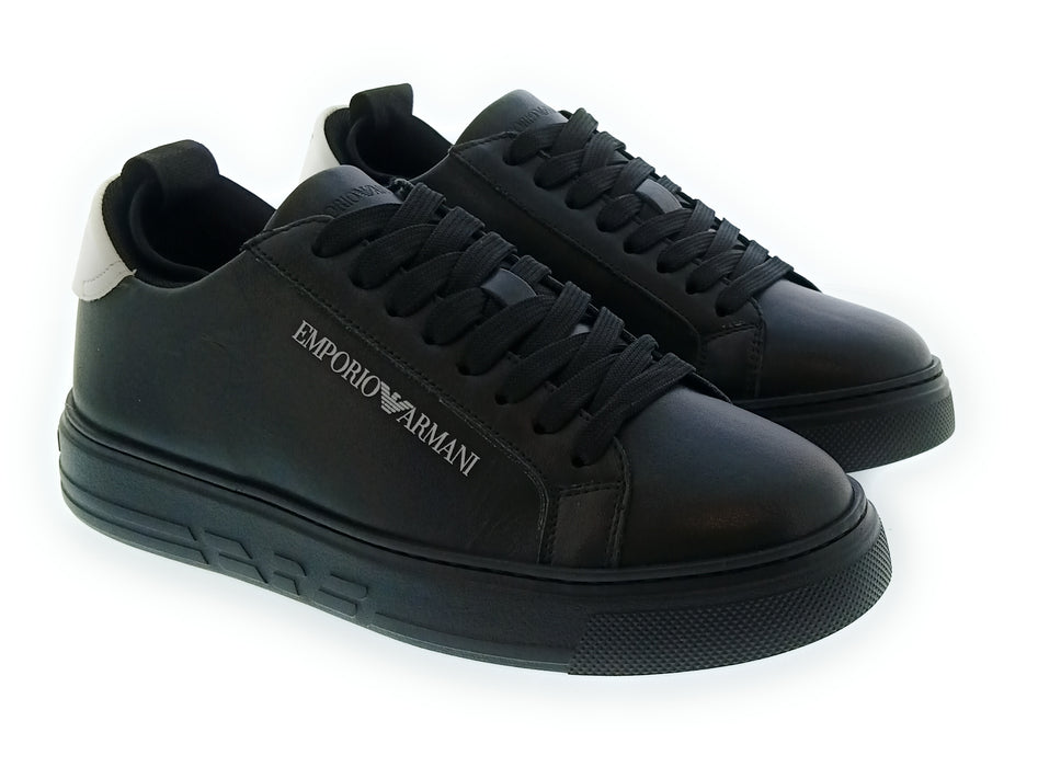Emporio Armani Men's Black White Logo Low-Top Sneakers-7