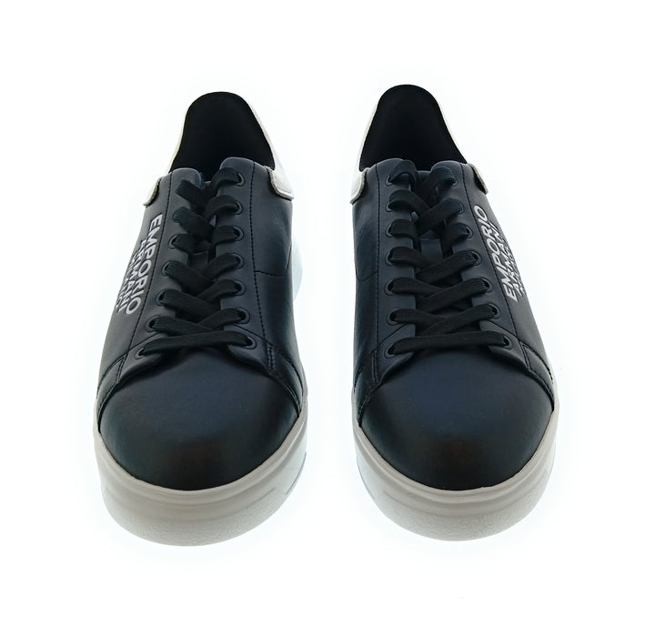 Emporio Armani Men's Black White Typography Low-Top Sneakers-10