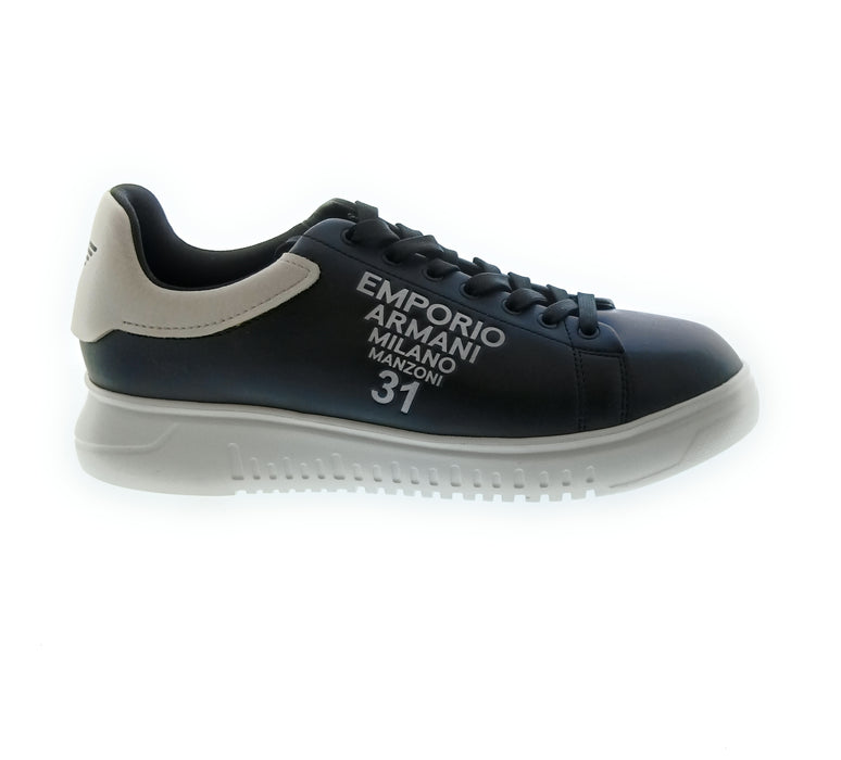 Emporio Armani Men's Black White Typography Low-Top Sneakers-10