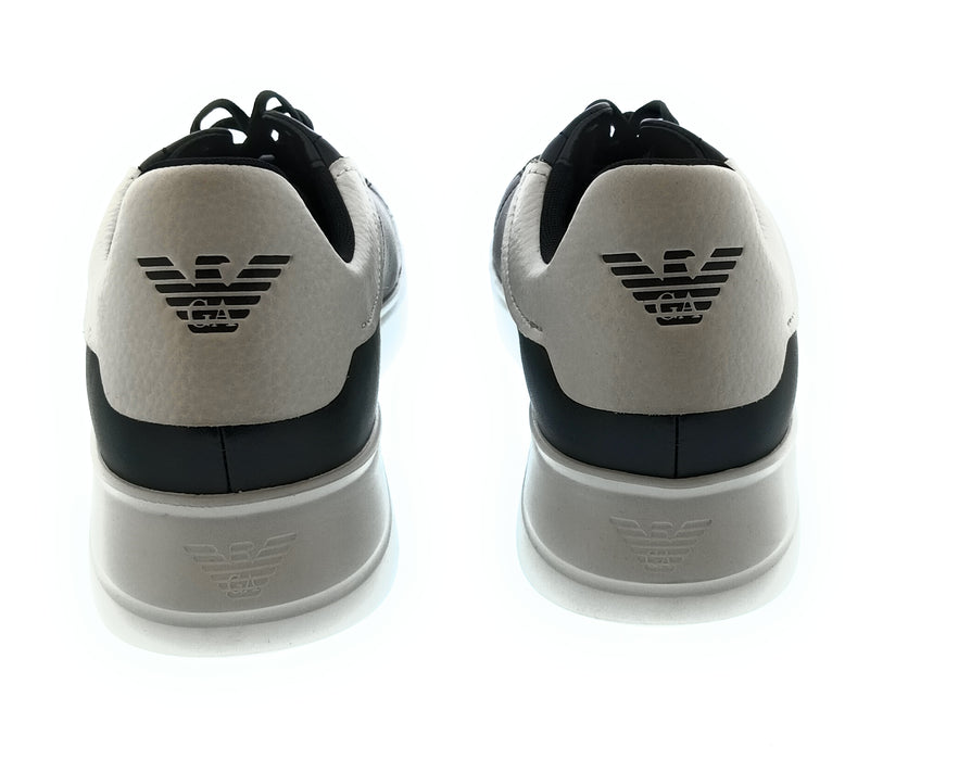 Emporio Armani Men's Black White Typography Low-Top Sneakers-10