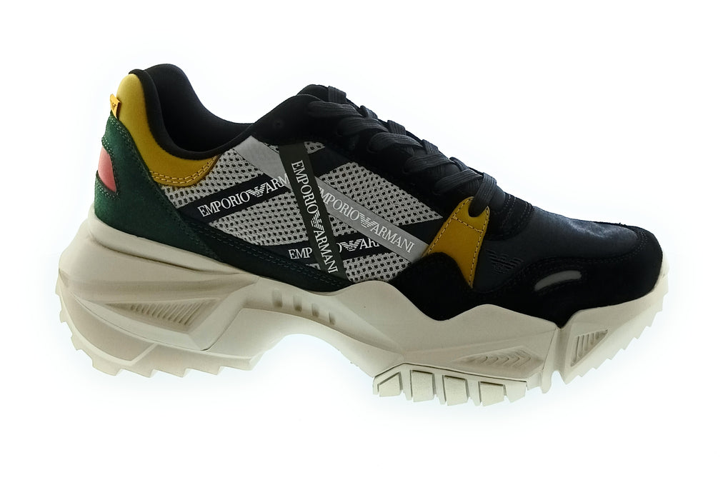 Emporio Armani Men's Black Multicolor Chunky Trail Sneakers-10