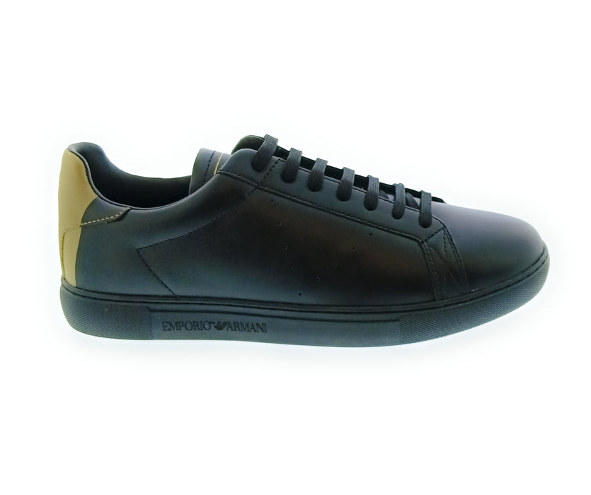 Emporio Armani Men's Black Gold Leather Low-Top Sneakers-10