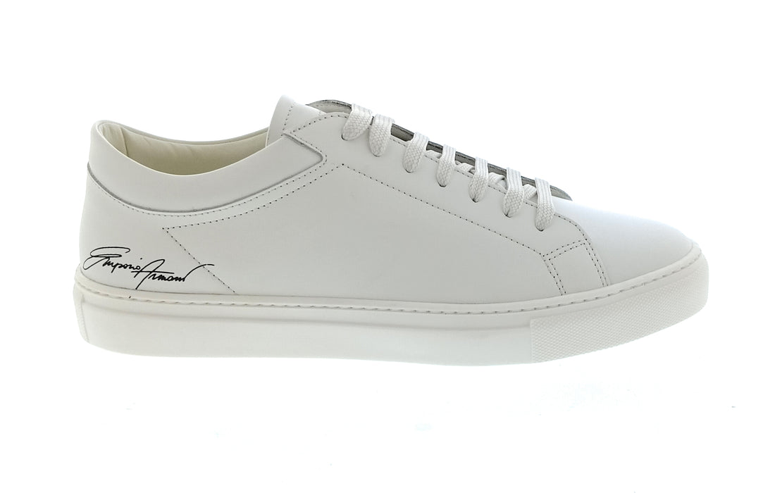 Emporio Armani Men's White Signature-Script Leather Sneakers-