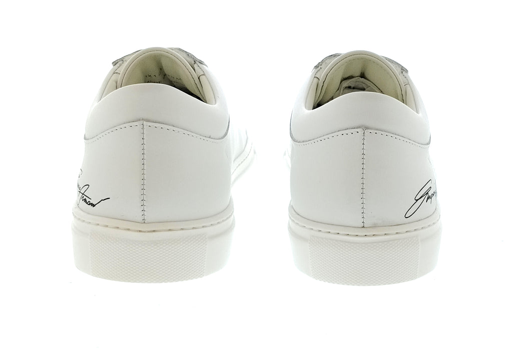 Emporio Armani Men's White Signature-Script Leather Sneakers-