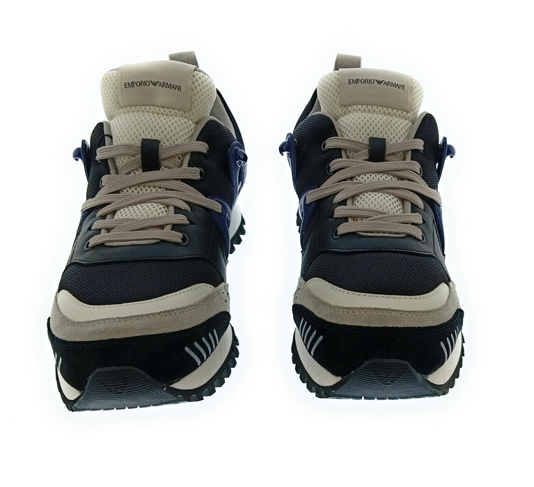 Emporio Armani Men's Black Blue Technical Runner Sneakers-10