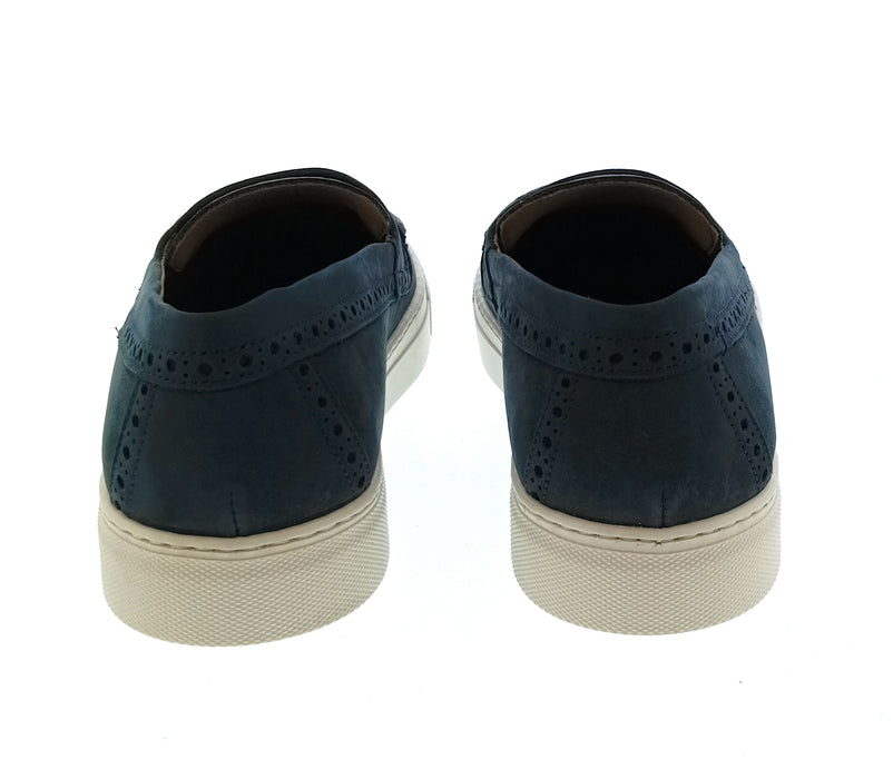 Emporio Armani Men's Navy Leather Penny Loafer Sneakers-6
