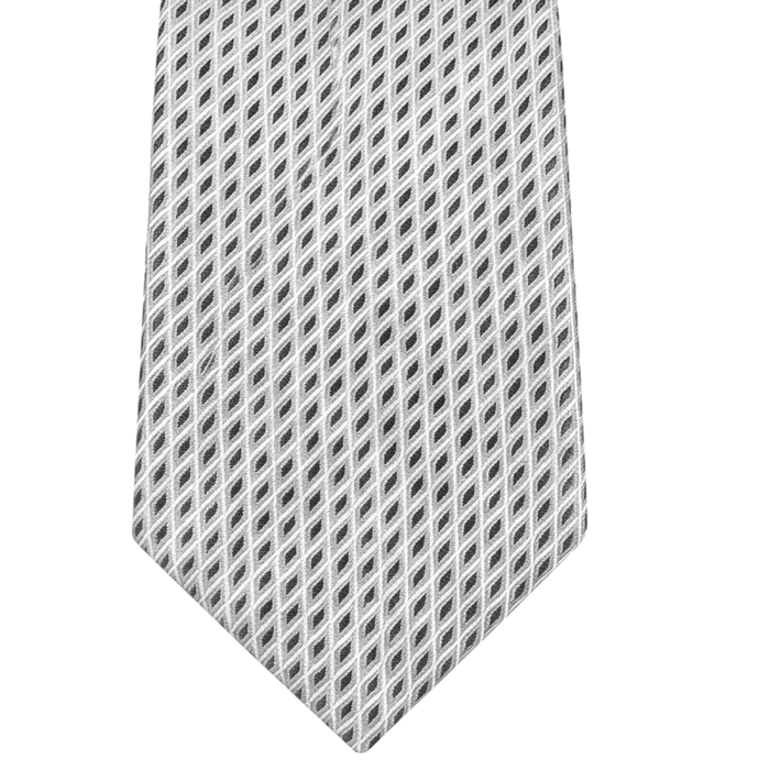 Emporio Armani Silk Blend Silver Grey Diamond 3in Tie – Made in Italy