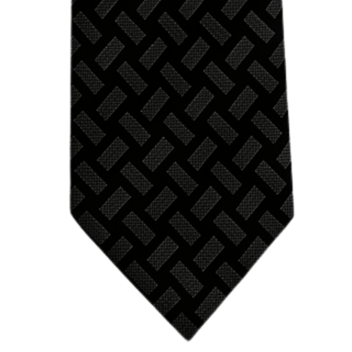 Emporio Armani Silk Blend Black Grey Rectangle 2in Tie – Made in Italy