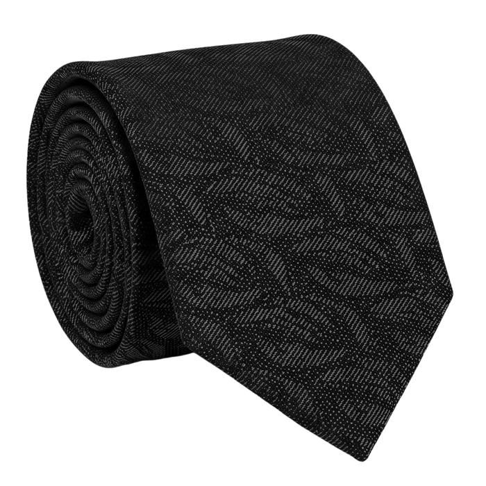 Emporio Armani Silk Black Silver Wave 3in Tie – Made in Italy