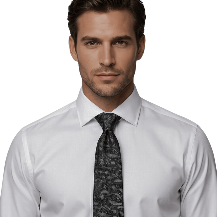 Emporio Armani Silk Black Silver Wave 3in Tie – Made in Italy