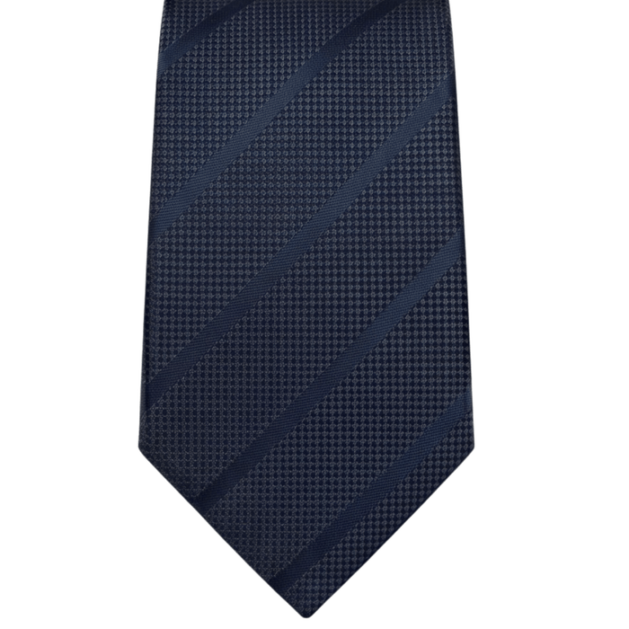 Emporio Armani Silk Blue Quarter Striped 3in Tie – Made in Italy
