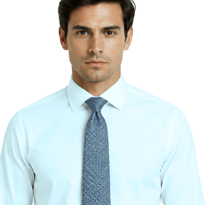 Emporio Armani Silk Blue Silver Square 3in Tie – Made in Italy