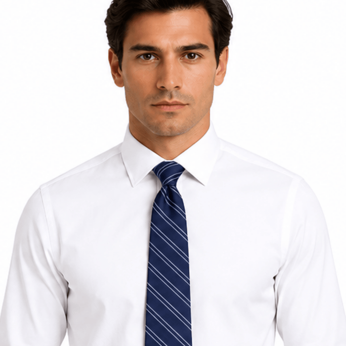 Emporio Armani Silk Deep Blue Striped 3in Tie – Made in Italy