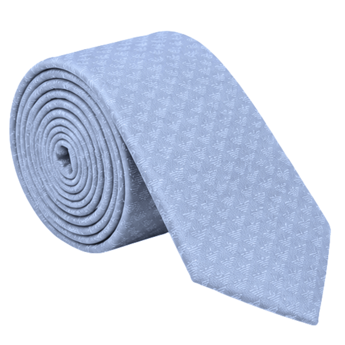 Emporio Armani Silk Blue Mist Logo 3in Tie – Made in Italy