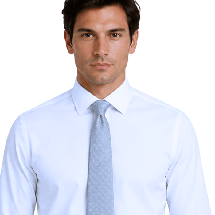 Emporio Armani Silk Blue Mist Logo 3in Tie – Made in Italy