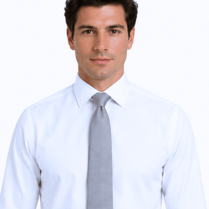 Emporio Armani Silk Blue Silver Mist Squared 3in Tie – Made in Italy