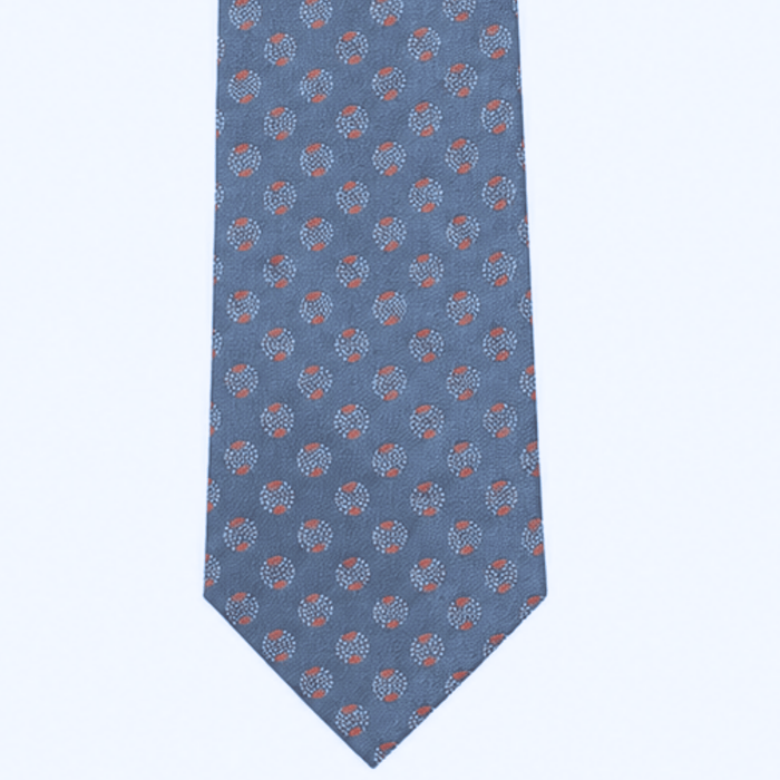 Emporio Armani Silk Blue Orange Dotted Circle 3in Tie – Made in Italy