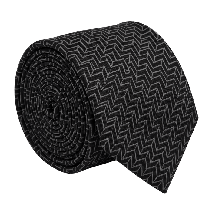Emporio Armani Silk Black Silver Arrow 3in Tie – Made in Italy