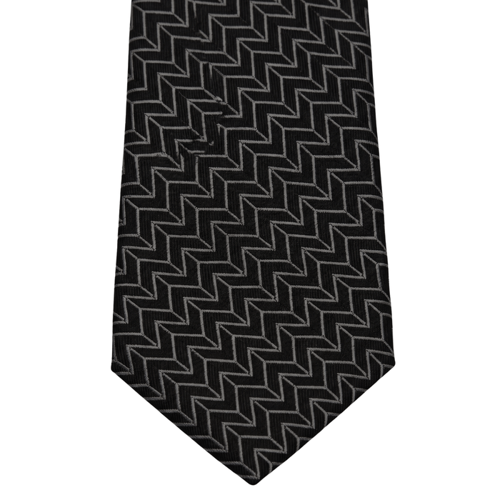 Emporio Armani Silk Black Silver Arrow 3in Tie – Made in Italy