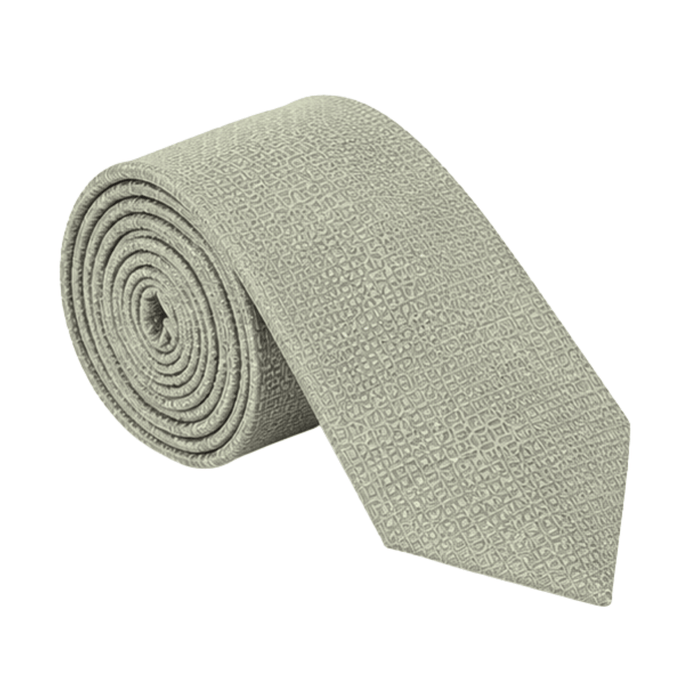 Emporio Armani Silk Silver Cream Geometric 3in Tie – Made in Italy