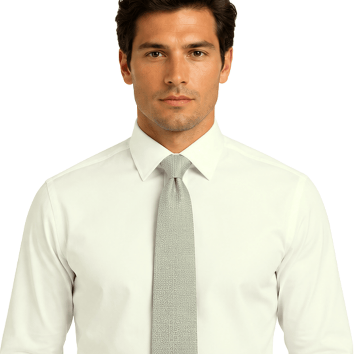 Emporio Armani Silk Silver Cream Geometric 3in Tie – Made in Italy