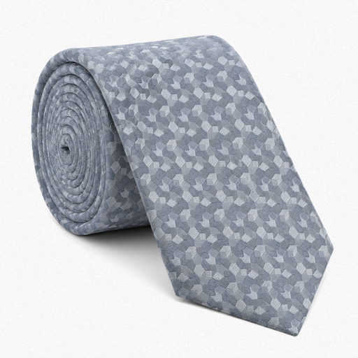 Emporio Armani 100% Silk Light Blue Geometric Tie - Made in Italy