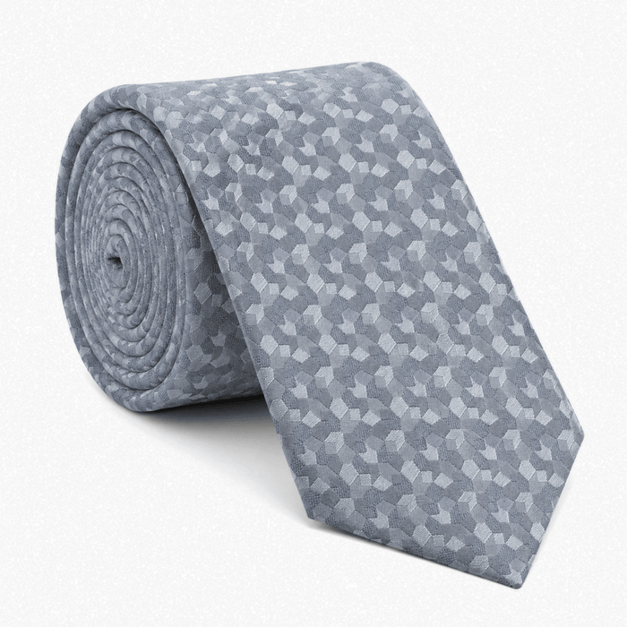Emporio Armani 100% Silk Light Blue Geometric Tie - Made in Italy
