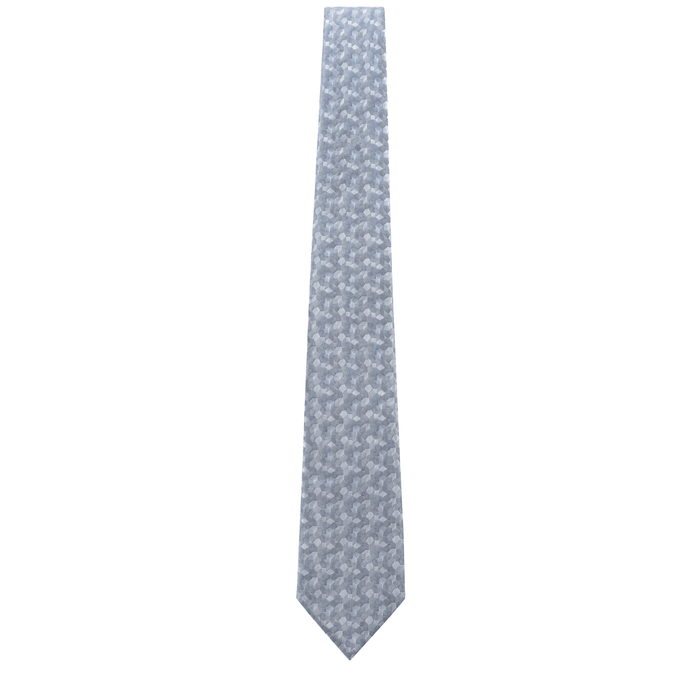 Emporio Armani 100% Silk Light Blue Geometric Tie - Made in Italy