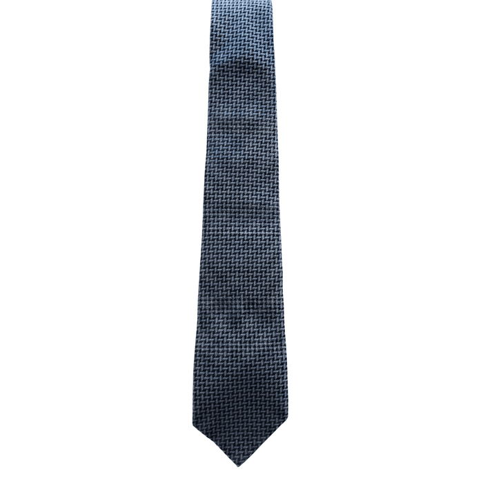 Emporio Armani 54% Polyester 46% Silk Dark Navy Chevron Tie - Made in Italy