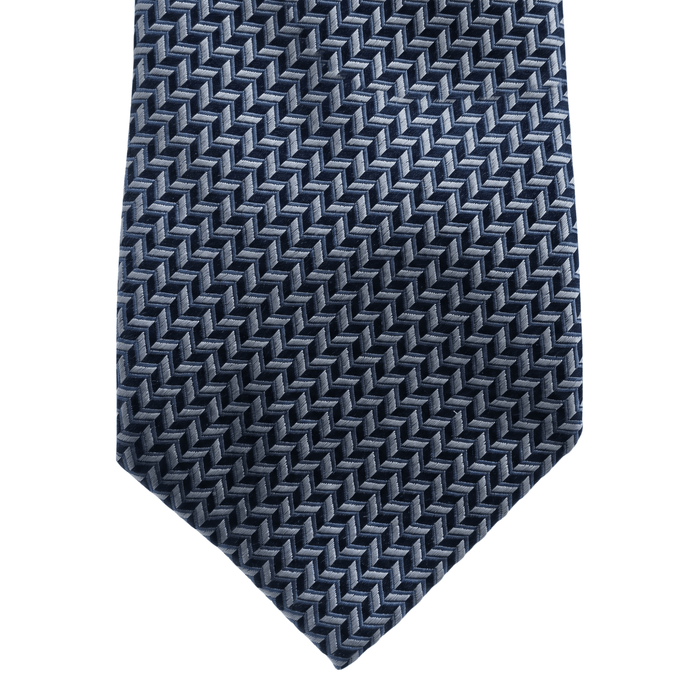 Emporio Armani 54% Polyester 46% Silk Dark Navy Chevron Tie - Made in Italy