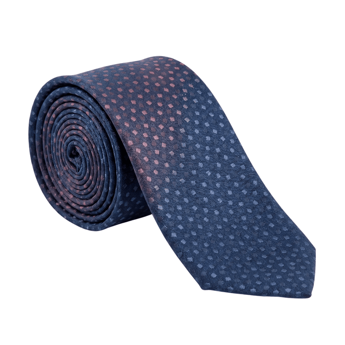 Emporio Armani 100% Silk Navy Blue Square Dot Tie - Made in Italy