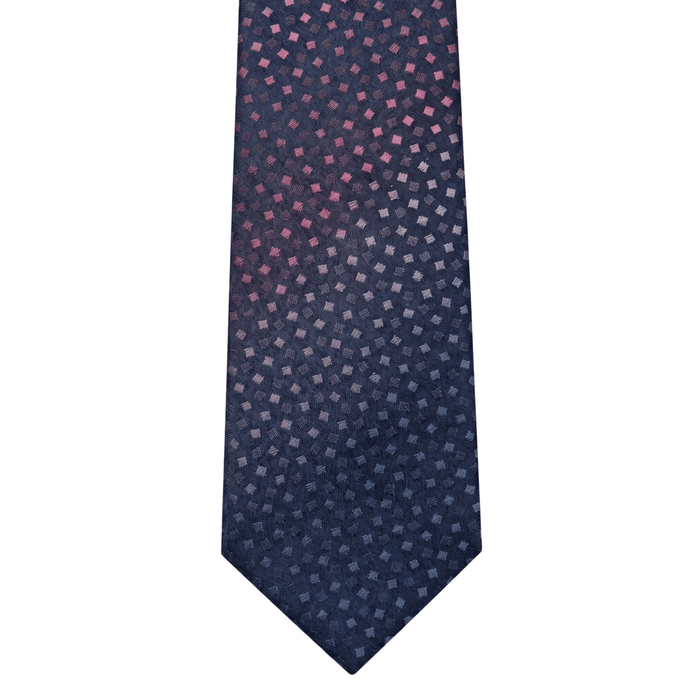 Emporio Armani 100% Silk Navy Blue Square Dot Tie - Made in Italy