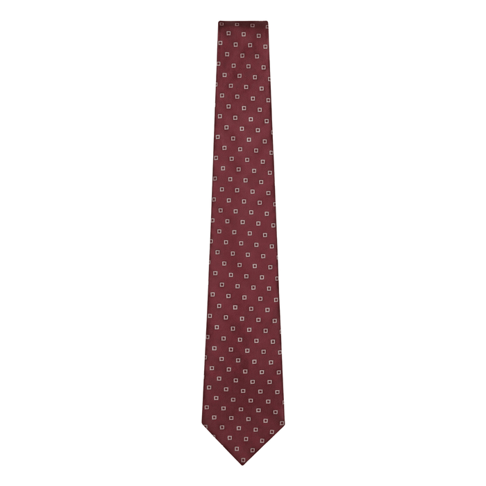 Emporio Armani 100% Silk Burgundy Square Pattern Tie - Made in Italy