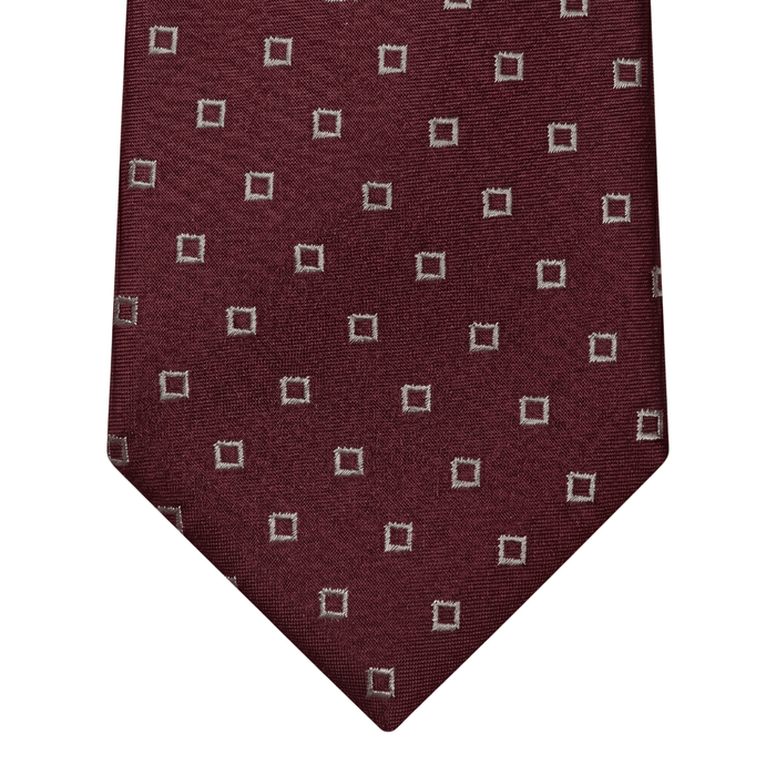 Emporio Armani 100% Silk Burgundy Square Pattern Tie - Made in Italy