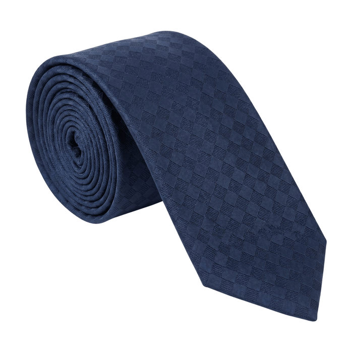 Emporio Armani 100% Silk Navy Blue Diamond Pattern Tie - Made in Italy