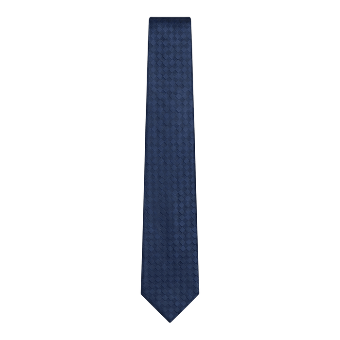 Emporio Armani 100% Silk Navy Blue Diamond Pattern Tie - Made in Italy