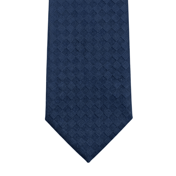 Emporio Armani 100% Silk Navy Blue Diamond Pattern Tie - Made in Italy