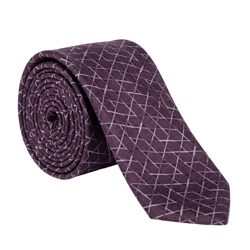 Emporio Armani 100% Silk Burgundy Abstract Line Tie - Made in Italy