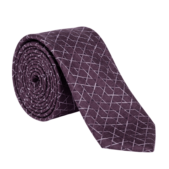 Emporio Armani 100% Silk Burgundy Abstract Line Tie - Made in Italy