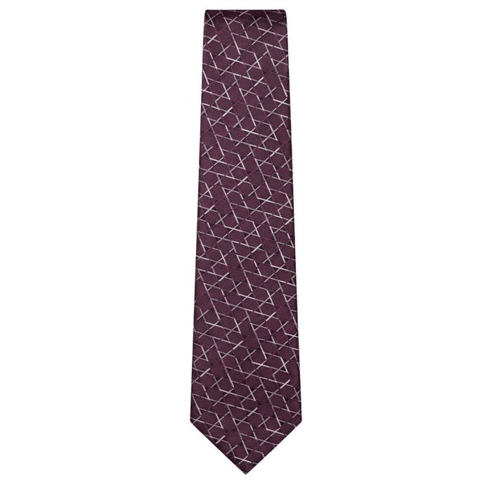 Emporio Armani 100% Silk Burgundy Abstract Line Tie - Made in Italy