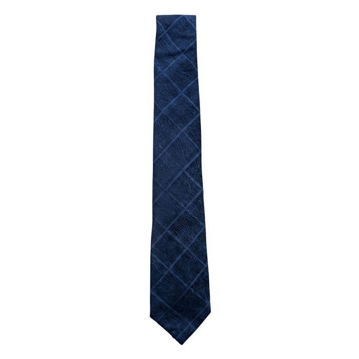 Emporio Armani 100% Silk Navy Blue Diagonal Stripe Tie - Made in Italy