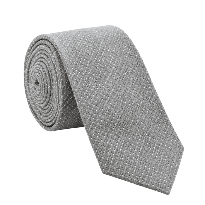 Emporio Armani 100% Silk Silver Gray Basketweave Tie - Made in Italy