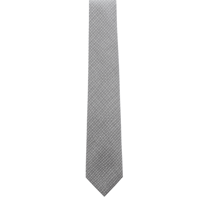 Emporio Armani 100% Silk Silver Gray Basketweave Tie - Made in Italy