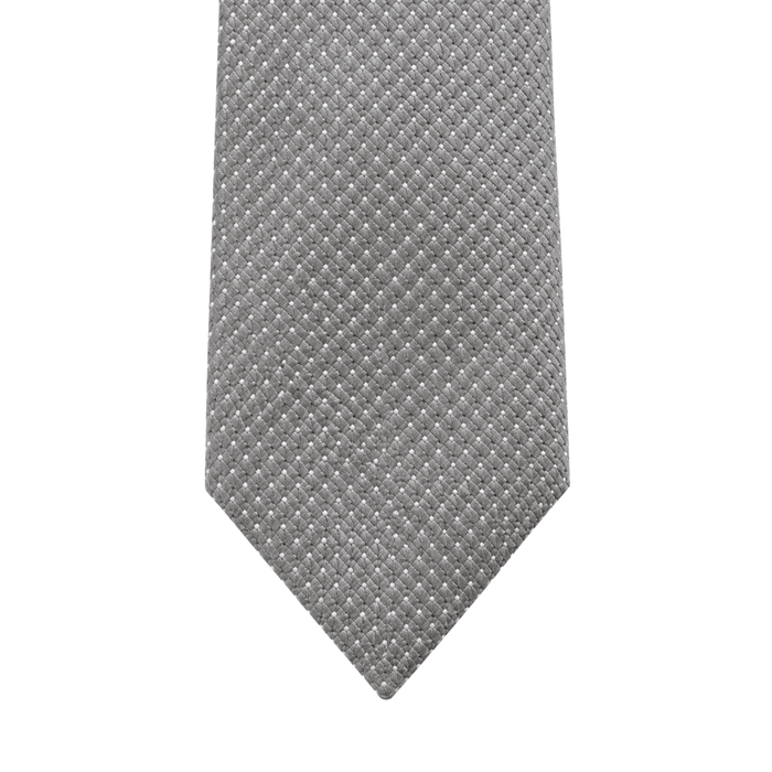Emporio Armani 100% Silk Silver Gray Basketweave Tie - Made in Italy