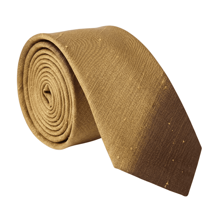 Emporio Armani 100% Silk Bronze Gold Solid Tie - Made in Italy