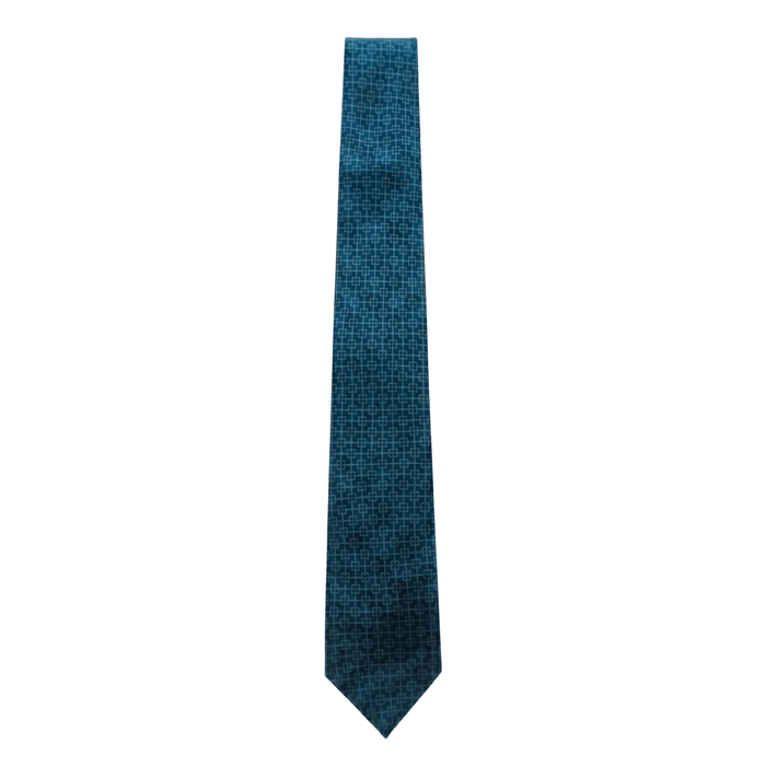 Emporio Armani 100% Silk Teal Blue Geometric Tie - Made in Italy