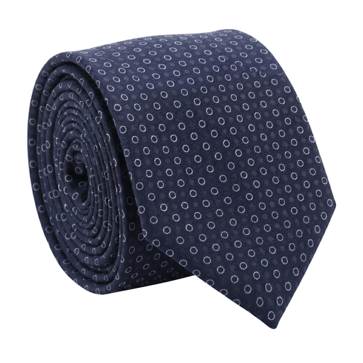 Emporio Armani 100% Silk Navy Blue Circle Pattern Tie - Made in Italy